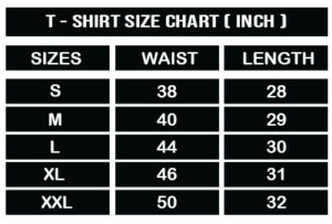 t shirt com size list