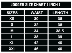 jogger size chart